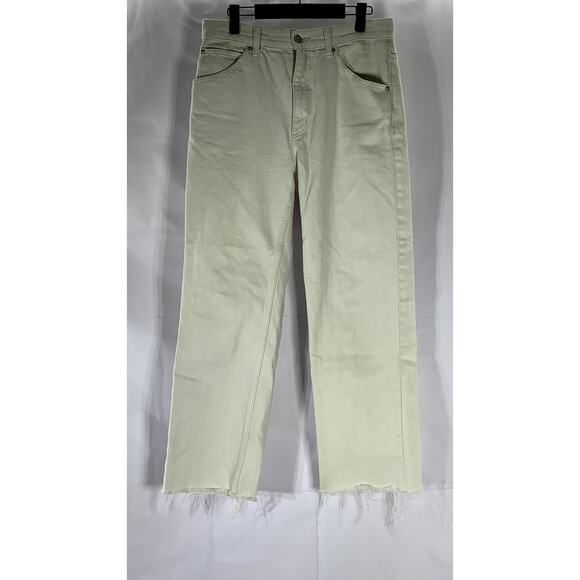 UNIQLO U Women's Cream Cotton Raw-Hem Regular-Fit Straight-Leg Jean SZ 27X32 - Picture 1 of 11